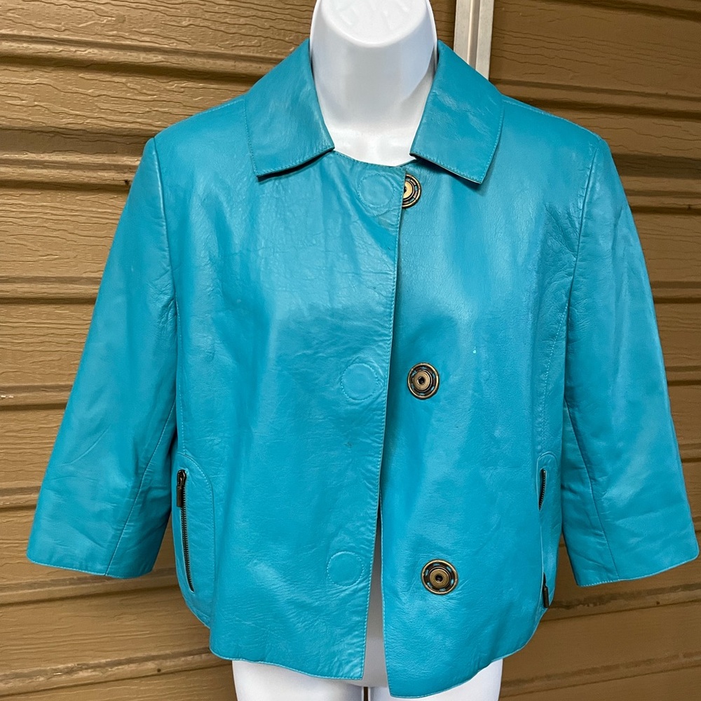 Akris cropped leather jacket